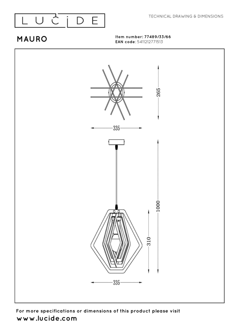 Lucide MAURO - Pendant light Children - 1xE27 - Pink